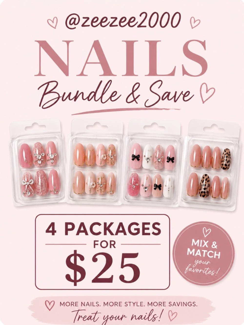 Press-On Nail Bundle — colors vary (4 Packs)